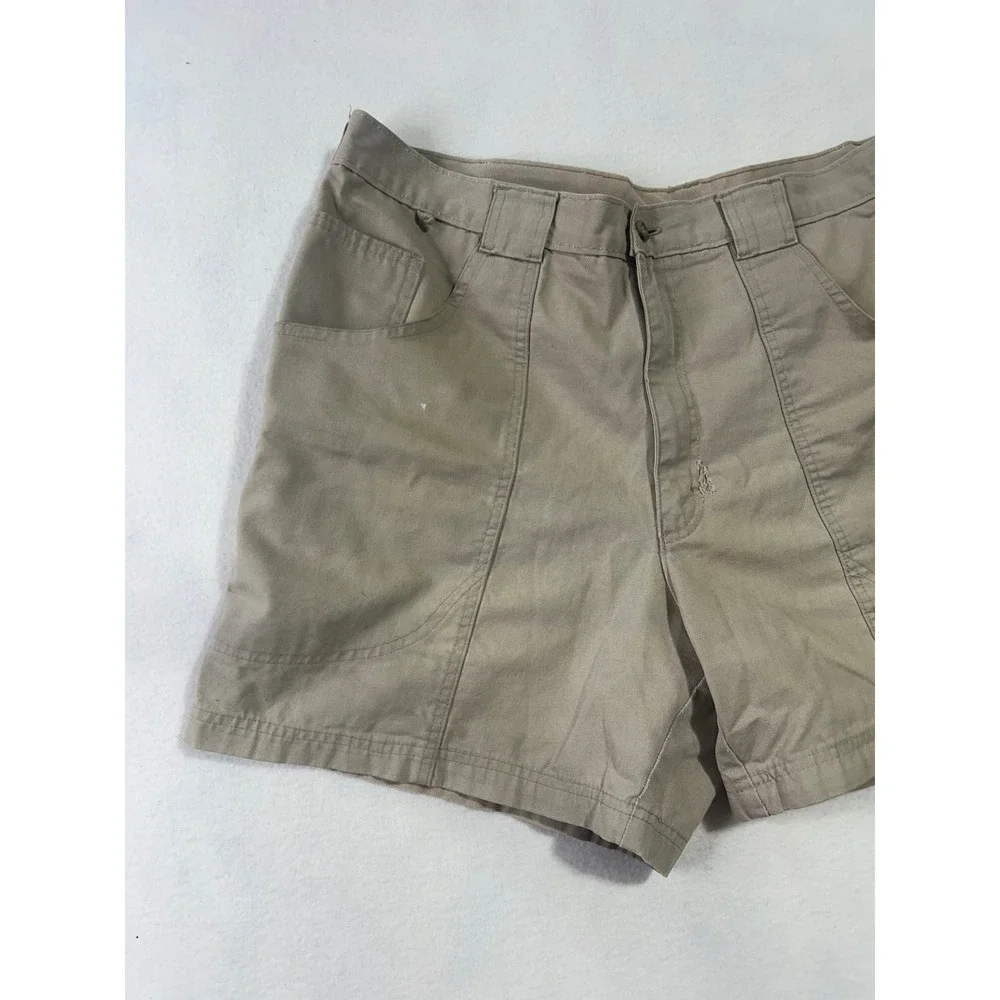 Woolrich Mens Khaki Tan Canvas Utility Hiking Shorts Size 40 Multi Pocket Cotton